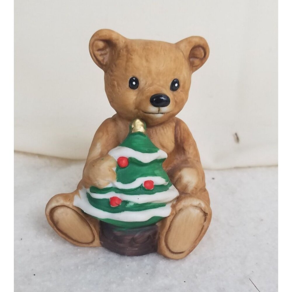 Teddy Bear Christmas Figure Taiwan #5505 1980s HOMCO porcelain
